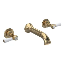 Hudson Reed Topaz Brushed Brass Wall Mounted Hex Collar Bath Mixer