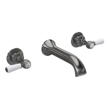 Hudson Reed Topaz Brushed Pewter Wall Mounted Hex Collar Bath Mixer