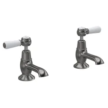 Hudson Reed Topaz Brushed Pewter Dome Collar Basin Taps