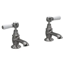 Hudson Reed Topaz Brushed Pewter Hex Collar Basin Taps