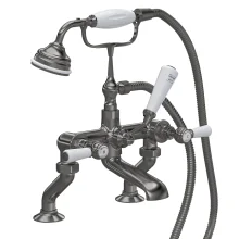 Hudson Reed Topaz Brushed Pewter Hex Collar Bath Shower Mixer