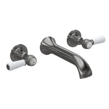Hudson Reed Topaz Brushed Pewter Wall Mounted Dome Collar Basin Mixer