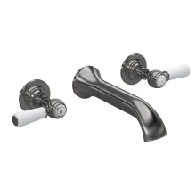 Hudson Reed Topaz Brushed Pewter Wall Mounted Hex Collar Basin Mixer