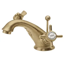 nuie Beaumont Curved Brushed Brass Mono Basin Mixer With Waste