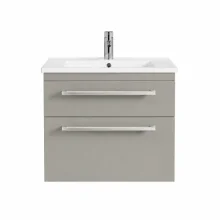 Icarus Straight LED 600 Concrete Grey Wall Hung Bathroom Vanity Unit & Basin
