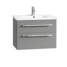 Icarus Straight LED 600 Matt Quartz Grey Wall Hung Bathroom Vanity Unit & Basin