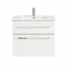 Icarus Straight LED 600 White Wall Hung Bathroom Vanity Unit & Basin