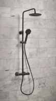 Burlington Trent Concealed Thermostatic Shower Black Handles & Fixed Head 