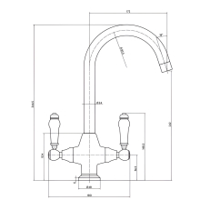 Imperial Traditional Twin Lever Kitchen Mixer Tap - Copper