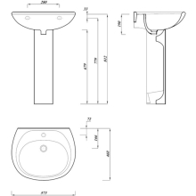 Burlington Contemporary 58cm Basin & Regal Pedestal