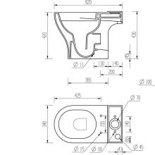 Idegem Rimless Close Coupled Fully Shrouded Toilet & Soft Close Seat