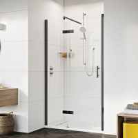 Roman Innov8 Matt Black Hinged Door with In-Line Panel 1000mm for Alcove Fitting