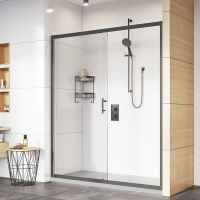 Roman Innov8 Matt Black Sliding Shower Door 1200mm for Alcove Fitting