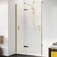 Roman Innov8 Brushed Brass Hinged Door with In-Line Panel 1000mm for Alcove Fitting