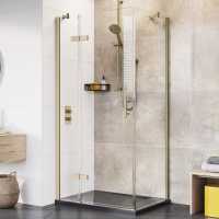 Roman Innov8 Brushed Brass Hinged Door with In-Line Panel & Side Panel 1200 x 900mm