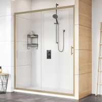 Roman Innov8 Brushed Brass Sliding Shower Door 1400mm - Alcove Fitting