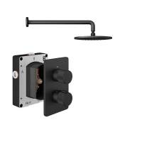 Abacus Iso Pro Shower Pack 1 Fixed Shower Arm And Head - Matt Black