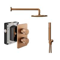 Abacus Iso Pro Shower Pack 3 Fixed Shower Head With Handset And Holder - Brushed Bronze
