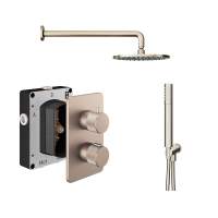 Abacus Iso Pro Shower Pack 3 Fixed Shower Head With Handset And Holder - Brushed Nickel