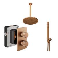 Abacus Iso Pro Shower Pack 4 Fixed Shower Head With Handset And Holder - Brushed Bronze