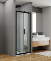 Jaquar Pivot Shower Door 900mm - Black Frame - Clear Glass 