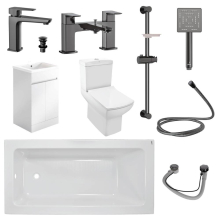 Kubix Full Bathroom Suite By Jaquar In Black Chrome With 500 Gloss Square Vanity Unit 