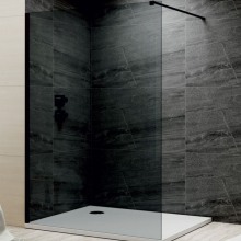 Jaquar 1100mm Wetroom Shower Screen - Black Frame & Black Glass 