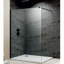 Jaquar 900mm Wetroom Shower Screen - Black Frame - Clear Glass