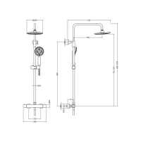 Scudo Core Gunmetal Round Rigid Riser Twin Head Bar Valve Shower - NU-035