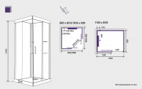 Kinedo Horizon 1100 x 800mm Corner Pivot Door Self Contained Shower Pod