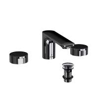 Jaquar Laguna Black Chrome 3 Hole Basin Mixer Tap With Round Handle