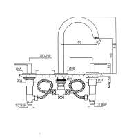 Jaquar Laguna Matt Black 3 Hole Basin Mixer Tap With Curved Spout