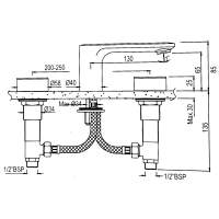 Jaquar Laguna Black Chrome 3 Hole Basin Mixer Tap With Curved Spout