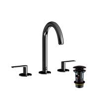 Jaquar Laguna Black Chrome 3 Hole Lever Basin Mixer Tap With Curved Spout