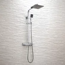 Lancia Elliot Square Chrome Dual Head Rigid Riser Shower