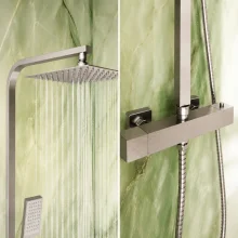 Lancia Elliot Square Gunmetal Dual Head Rigid Riser Shower