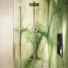 Lancia Elliot Square Brushed Nickel Dual Head Rigid Riser Shower