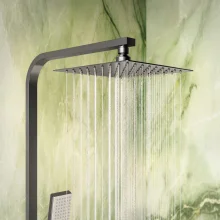 Lancia Elliot Square Brushed Bronze Dual Head Rigid Riser Shower