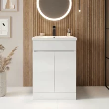 Bayswater Fitzroy Traditional White Round Wood Seat with Metal Hinges