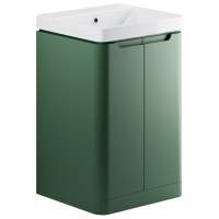 Laplane 500mm 2 Door Floor Standing Basin Vanity Unit - Matt Sage Green