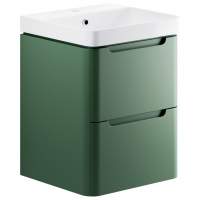 Laplane 500mm 2 Drawer Wall Hung Basin Unit - Matt Sage Green