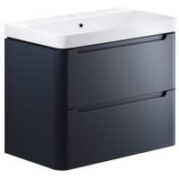 Laplane 800mm 2 Drawer Wall Hung Basin Vanity Unit - Matt Indigo