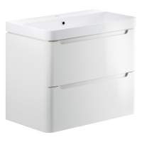 Laplane 800mm 2 Drawer Wall Hung Basin Unit - White Gloss