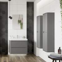 Royo Vitale 600mm 2 Drawer Wall Unit & Square Ceramic Basin in Urban Grey