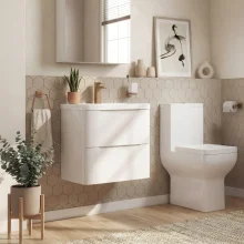 Nuie Havana 500mm Metallic Slate Wall Hung Vanity Unit & Mid Edge Basin