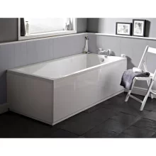nuie Bathroom Suite with Single Ended Round Back Bath, Basin Vanity Unit and Toilet