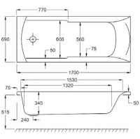 Carron Eco Matrix - 5mm - Single Ended Bath - 1600 x 700