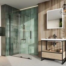 Lancia Momentum Sliding Wetroom Shower Door Matt Black