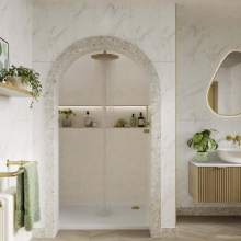 Multipanel Antique Rose Herringbone Tile Effect Shower Board