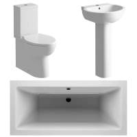 Muscovy Bathroom Suite, Basin, Close Close Toilet & Double Ended Bath 1700mm